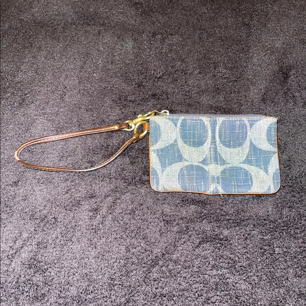 denim coach wristlet